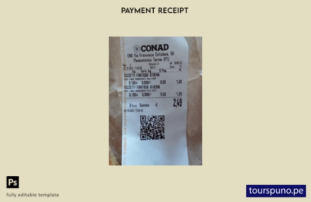 Plantilla de recibo de pago de tienda minorista Conad lista para imprimir